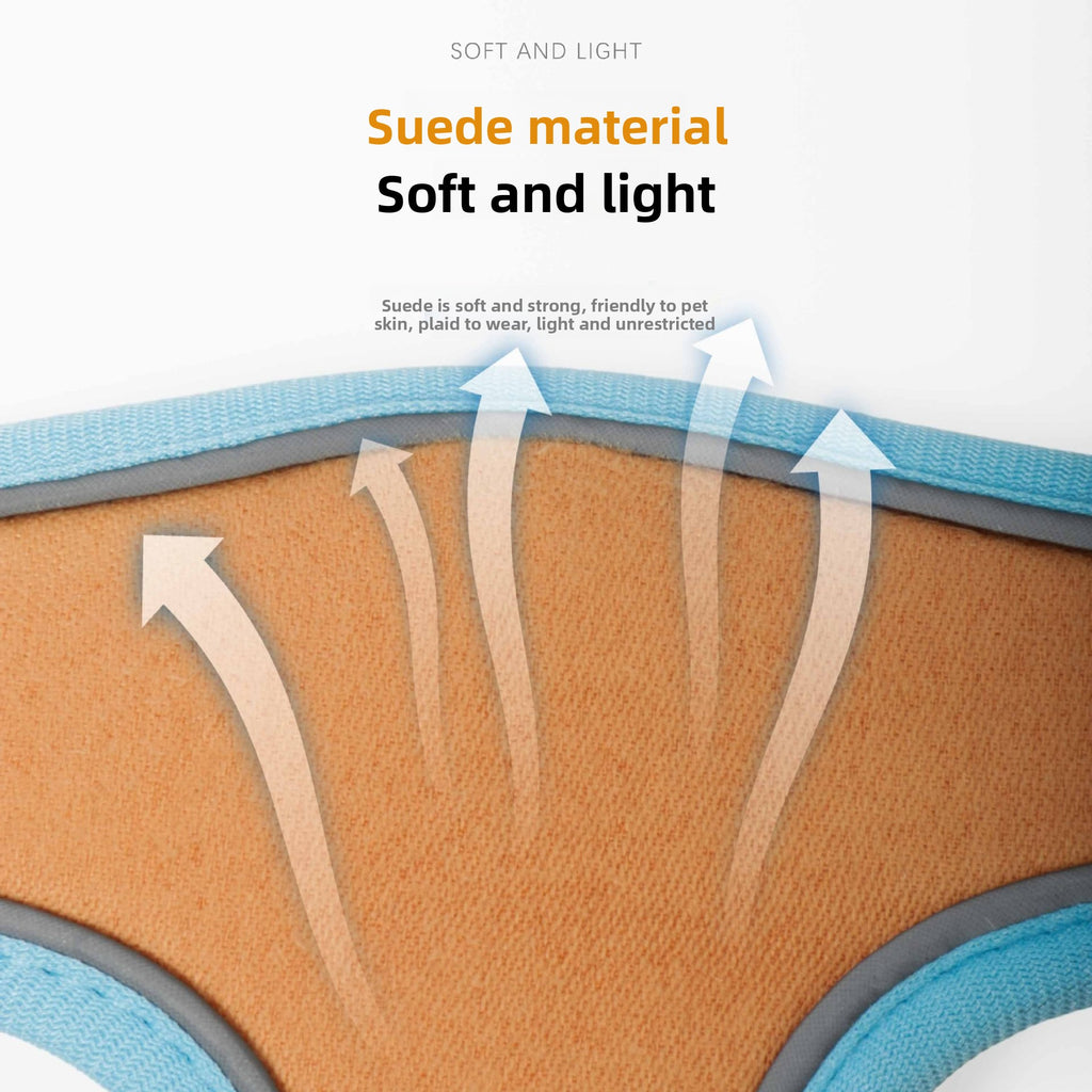 Close-up of suede material with text highlighting its softness and lightness.
